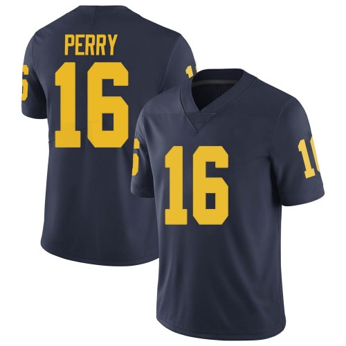 Jalen Perry Michigan Wolverines Men's NCAA #16 Navy Limited Brand Jordan College Stitched Football Jersey PUV5654GT